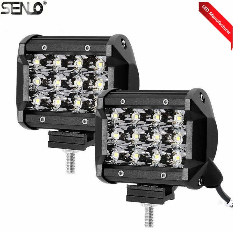

2Pcs LED Work Light 36W 4inch 12LED Waterproof Triple Row Work Driving Light Spot Beam For ATV SUV Off road 4X4 Truck Vehicle