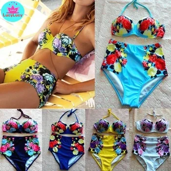 

2019 summer women's European and American foreign trade tight sexy new bikini swimsuit printing Chinese style