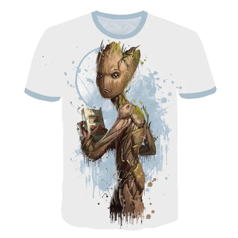 

Men Designer Short Sleeve Custom 3D Twisted Rocket Racoon Groot T-Shirt 5XL Guardians Of The Galaxy Racoon Tee TShirt Camisetas