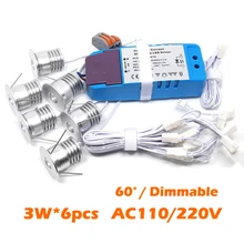 3 Вт* 6 шт./комплект супер мини 3 Вт затемненный встраиваемый светильник энергосберегающий точечный светодиодный светильник s витрина шкаф светильник ing