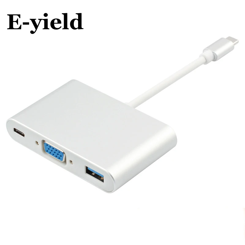 E-yield USB 3.1 Type C to VGA Digital Multiport Adapter with Female USB3.1 Type C and Female USB3.0 Charger Charging Port адаптер apple mj1l2zm a multiport adapter usb c to vga белый