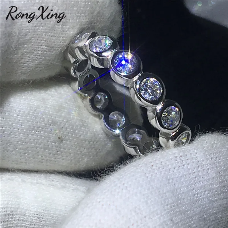 

RongXing Shining White CZ Stone Engagement Rings for Women 925 Silver Filled Crystal Zircon Wedding Promise Ring Female Jewelry