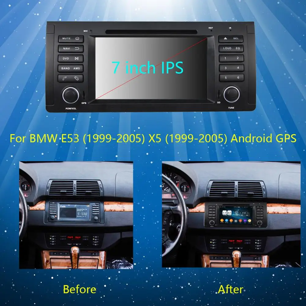 Cheap 7" IPS 8Core 4GB RAM 64GB ROM Android 9.0 Car DVD Radio GPS Player For BMW E53 E39 M5 X5 1999-2005 DSP CarPlay Parrot BT Stereo 2