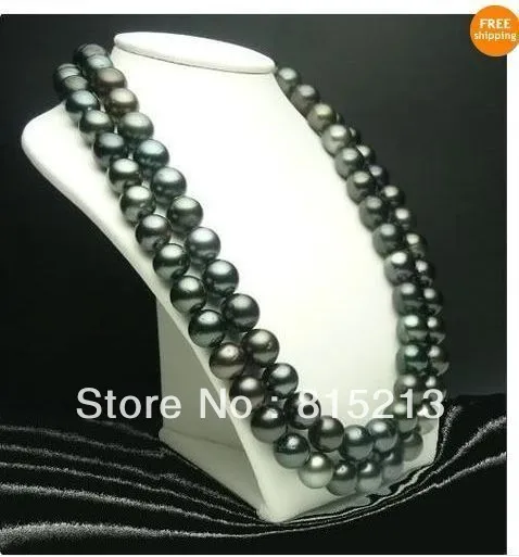 

ddh0064 HUGE 35"AAA 10-11MM TAHITIAN BLACK PEARL NECKLACE 14K GOLD CLASP