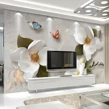 На заказ настенная бумага 3D стерео рельефные цветы Бабочка фреска современная простая гостиная ТВ диван фон обои для 3 D