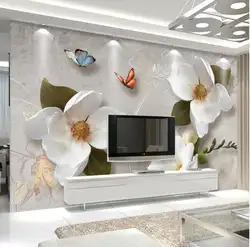 Настенная бумага на заказ 3D стерео рельефные цветы Бабочка фреска современная простая гостиная ТВ диван фон настенная бумага для 3 D