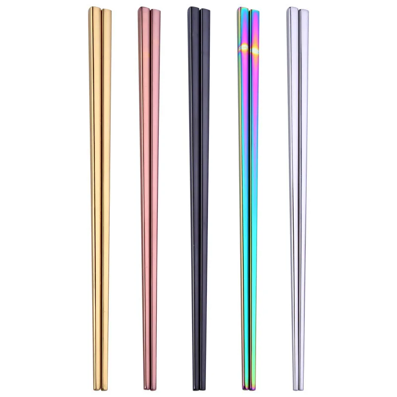 

Rainbow Chopsticks Food Grade 304 Stainless Steel Titanium Plating Tableware Mirror Polished MJJ88