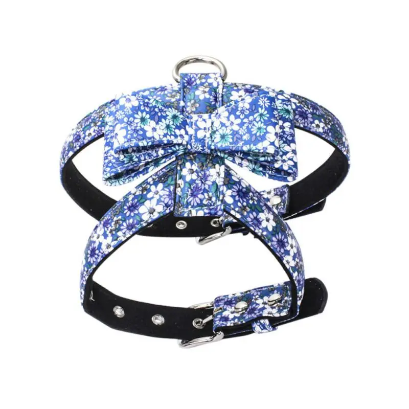 

Floral Design Pet Puppy Dog Cat Harness Pet Dog Cat Soft Bowknot Collar Leash Harness Small Medium Dog Supplies