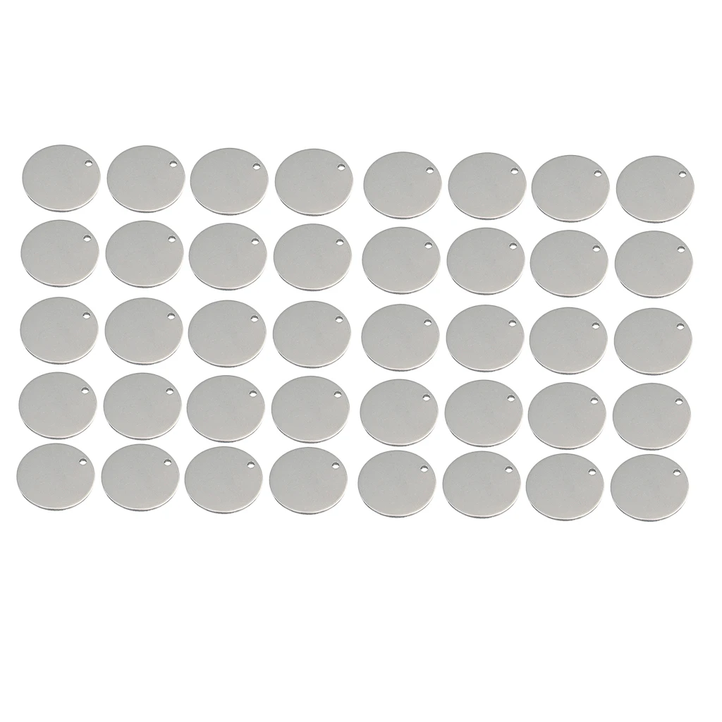 40pcs Metal Flat Round Circle Blank Coin Engraving Stamping Charms Tag Necklace Bracelet Pendants for Jewelry Making 8mm