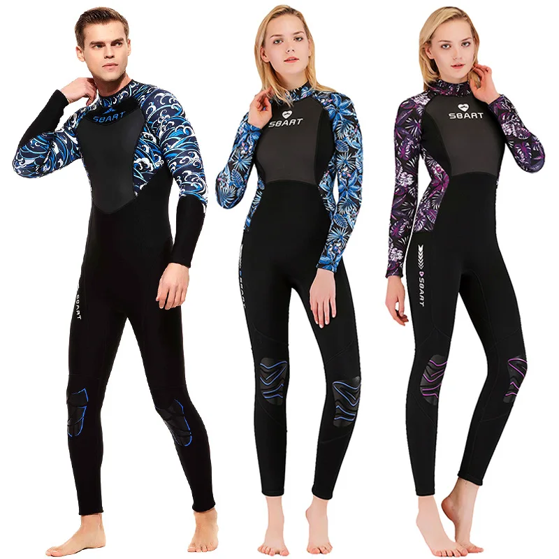 

Sbart 3mm Neoprene Printed Men Women Diving Suits One Piece Scuba Swimsuit Wetsuits Snorkeling Equipment Long Sleeve 2019 EO