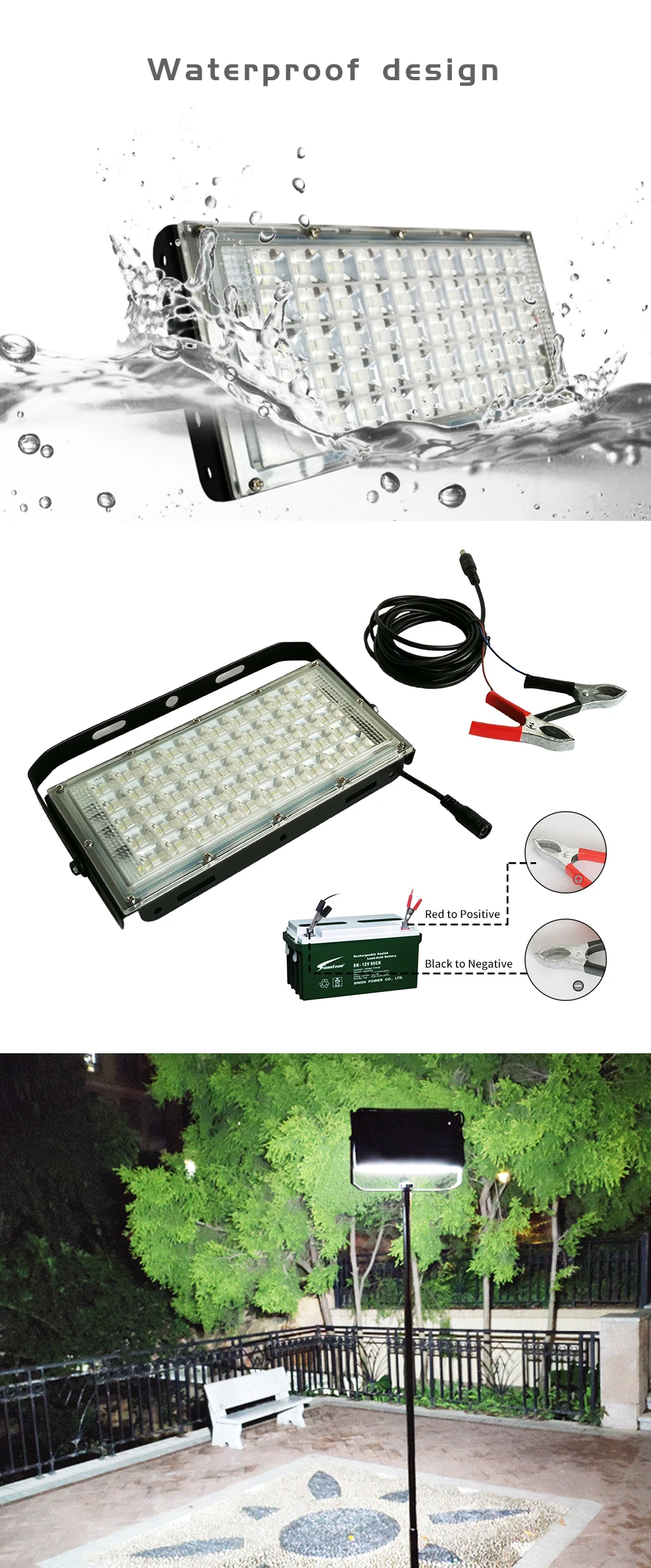 Открытый штатив прожектор светильник s 50 Вт Ультра яркий светодиодный прожектор светильник IP66 водонепроницаемый DIY Комбинация 12-85 в светодиодный уличный фонарь холодный белый