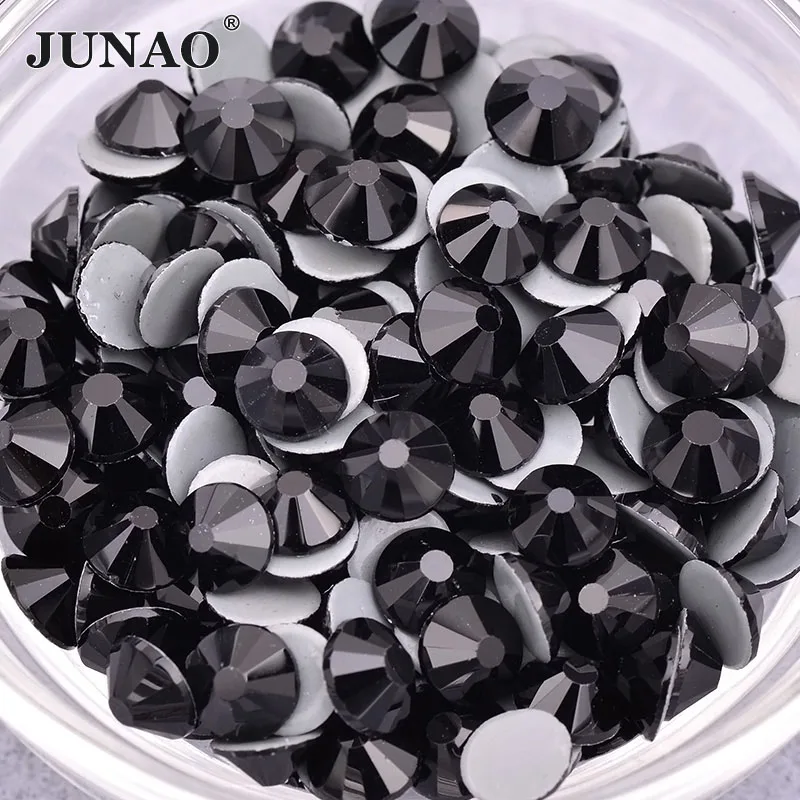 JUNAO высокого качества ss 10 12 16 20 30 черные хрустальные стразы горячей фиксации