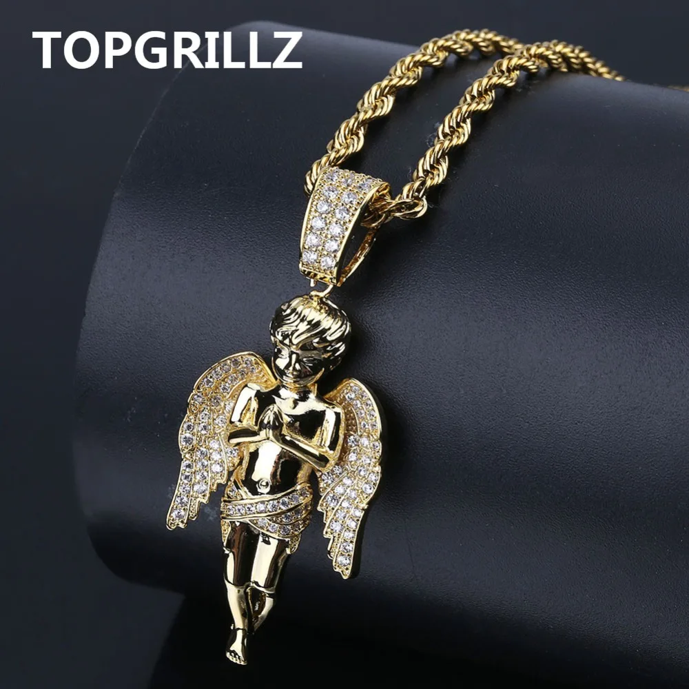 Cz Stone Angel Pendant Necklaces Love 