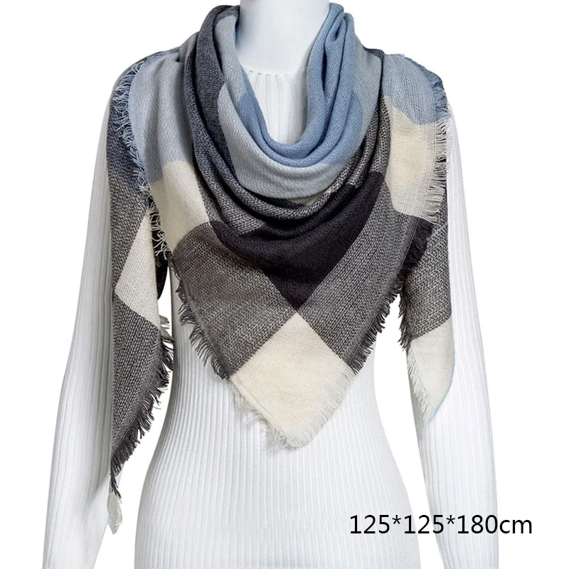 Бренд GROUP JUMP, Модный зимний шарф для женщин, треугольный теплый шарф для женщин, Клетчатое одеяло, кашемировые шарфы,, Прямая поставка - Цвет: WJ5