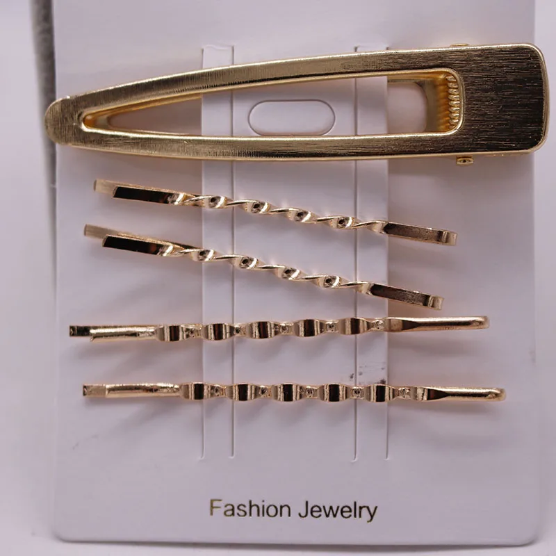 

5 pc Gold Metal Hair Clip Set Handmade Hair Pin Hair Accessories Hair Jewelry