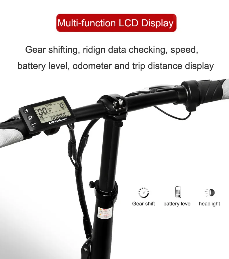 Best G100 14 Inch Folding Electric Bicycle, 400W Powerful Motor, Full Suspension, Front & Rear Disc Brake, with LCD Display 3