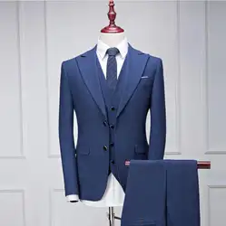 2019 Новое поступление 3 предмета костюмы Для Мужчин's Повседневное Мода шерстяной костюм Для мужчин высокое качество свадебные костюмы из