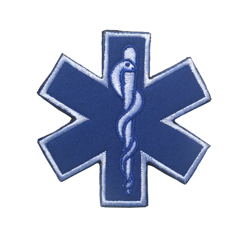 EMT звезда жизни/США флаг вышивка нашивка для поддержания боевого духа патчи фельдшер медик медицинская помощь крест эмблема значок - Цвет: Белый