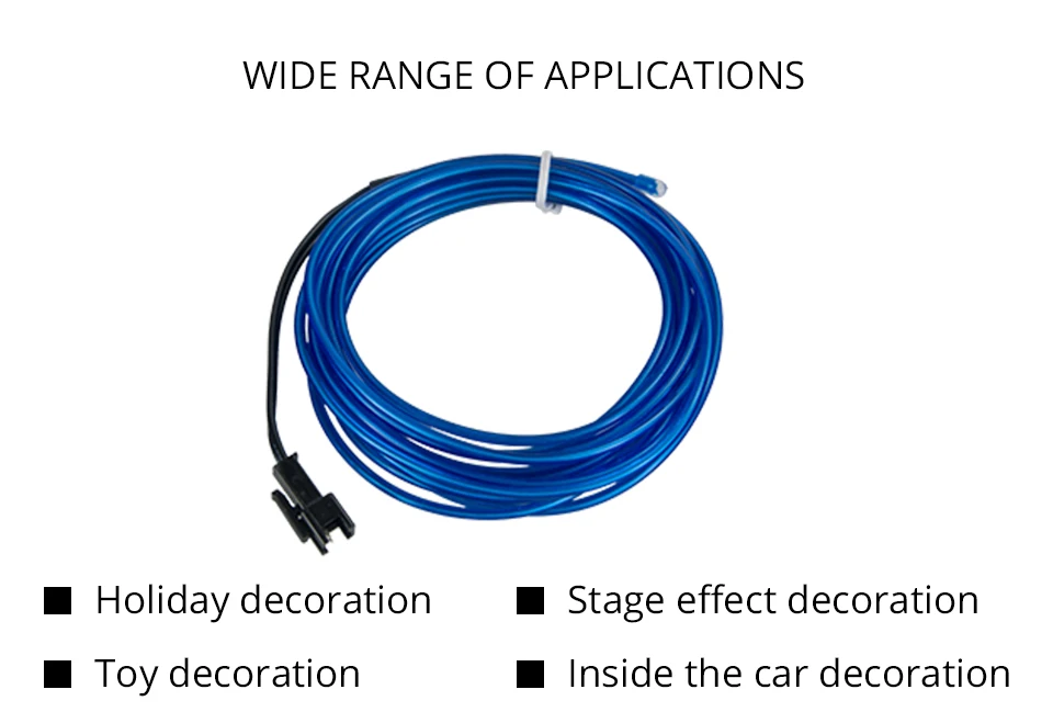 LED Car Styling blue color 1M 2M 3M 4M 5M Ambient Light Flexible Neon Strip led Car Interior Lights Trim El Cold Light 5V (2)