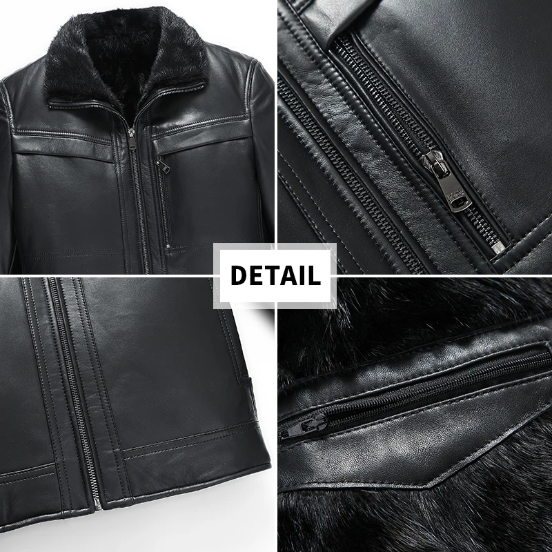 Мужская шуба из натуральной кожи AYUNSUE короткая меха норки на зиму 2019 Chaqueta Cuero Hombre