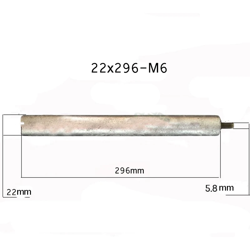 22*296mm-M6 магниевый анод стержень для солнечных систем водонагревателя с " медной гайкой