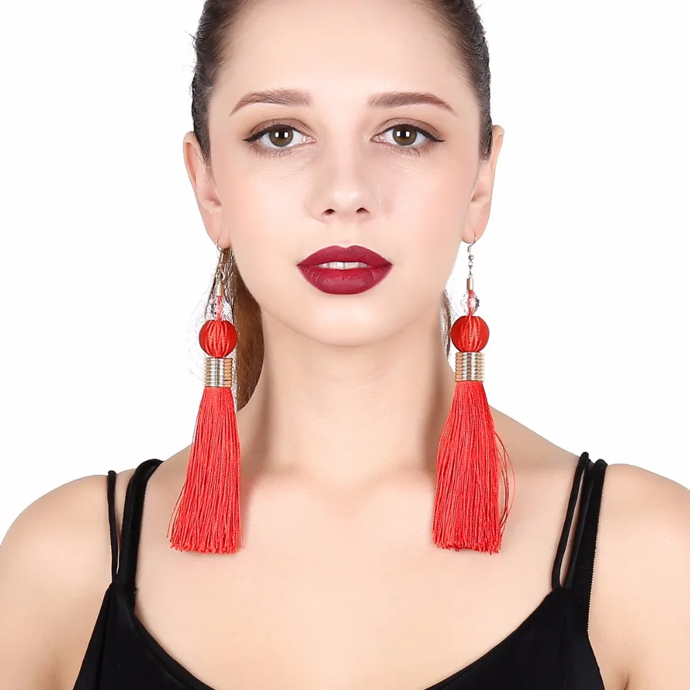 long tassel earrings 2017 fashion jewelry dangle drop earrings for