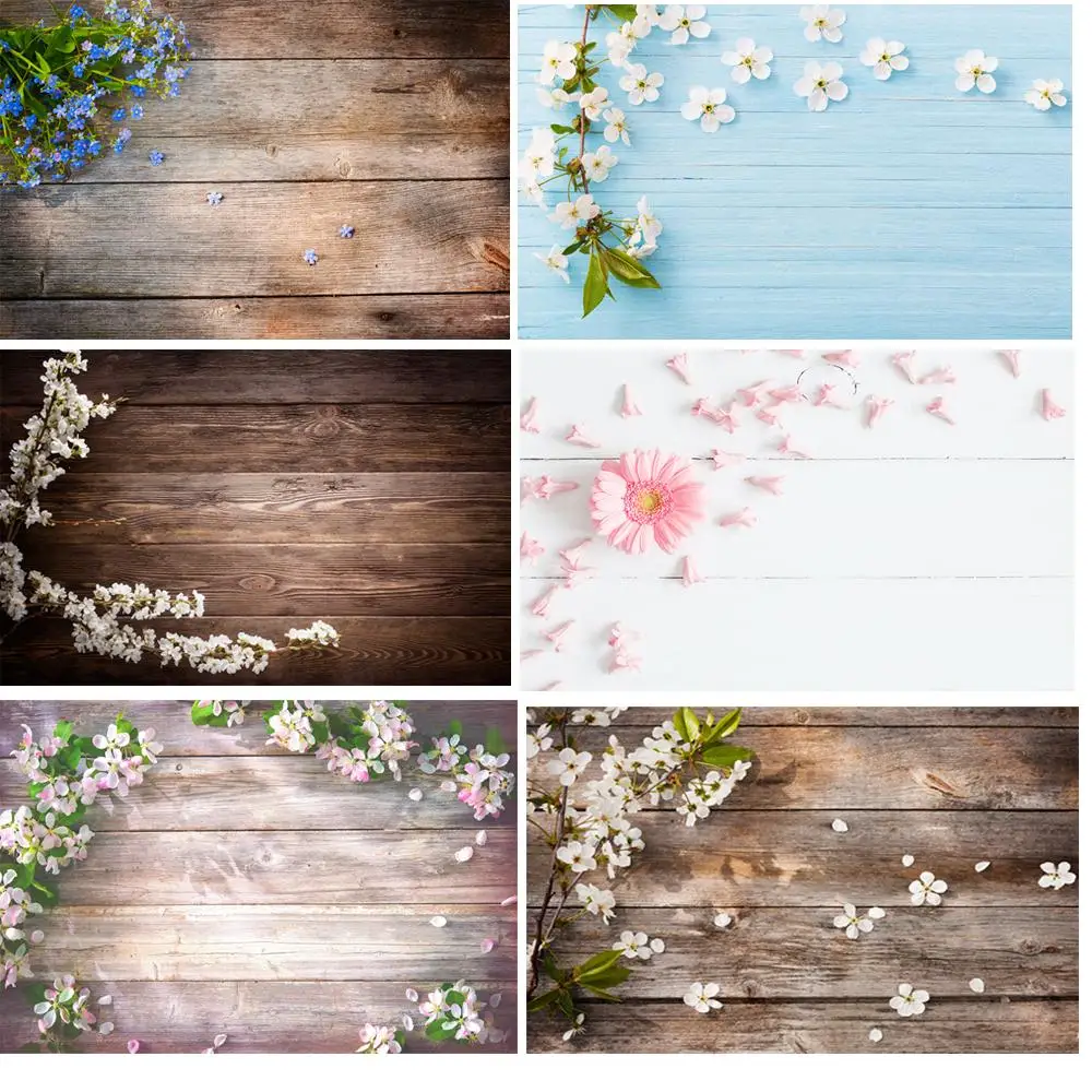 

Wood Floor Backdrop with flower Photography backdrops Pet Doll Food Cake photo Background photocall studio Props