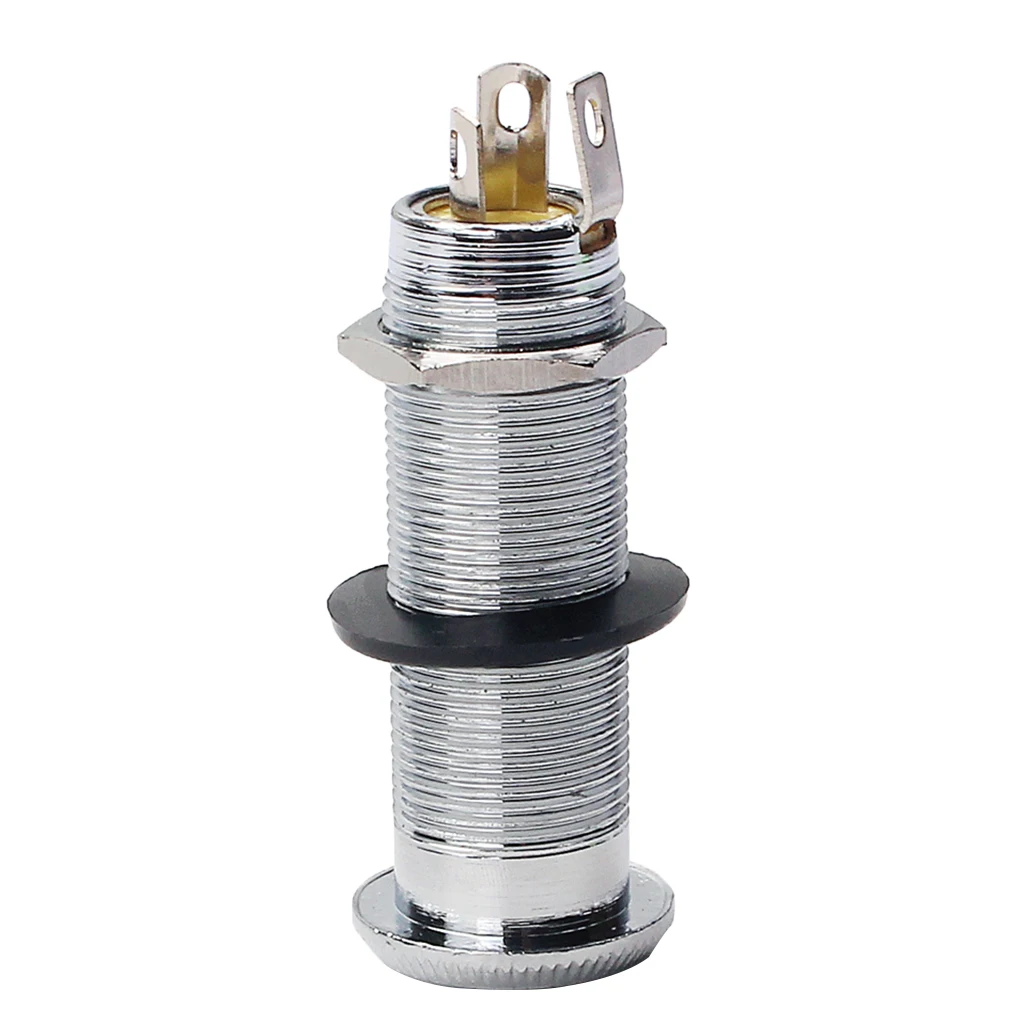 Tooyful Durable Copper 6.35mm Mono Guitar Cylinder Endpin Jack Socket DIY 45mm/1.77inch Musical Instrument Accessory
