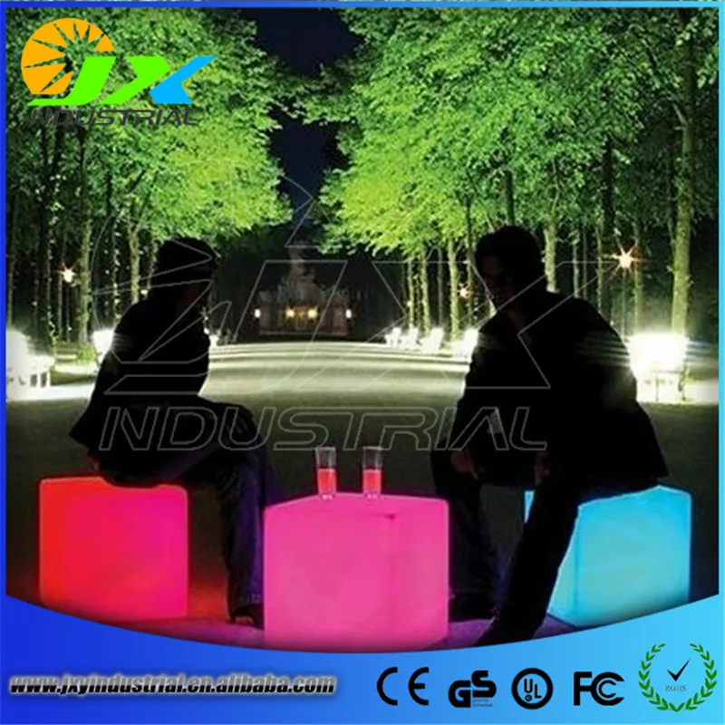 

D40cmPE Material Rechargeable 16 color LED Square Cube Seat Chair Stool Waterproof LED table light cube chair Free Shipping