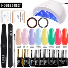 Modelones 14 шт./лот 48 Вт Светодиодная лампа быстрое лечение УФ лампа комплект инструментов для маникюра Soak Off Гибридный Гель-лак для нейл-арта основа верхнее покрытие ногтей набор