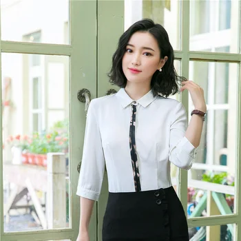 

Elegant White 2019 Spring Summer Women Blouses & Shirts Half Sleeve Fashion Casual Ladies Blouse Female Tops Clothes OL Styles