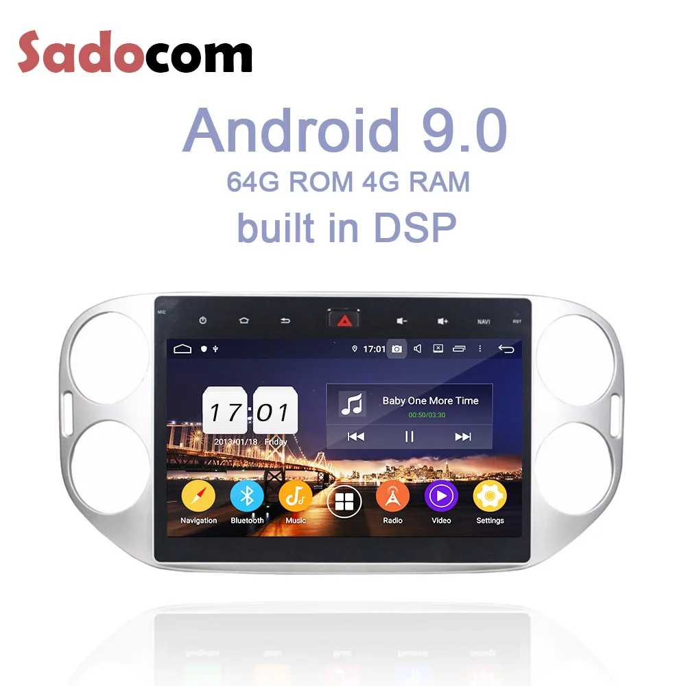 Sale DSP TDA7851 10.1" Android 9.0 64G ROM 4GB RAM Car DVD Player GPS RDS autoradio wifi Bluetooth For VW Tiguan 2013 2014 2015 3