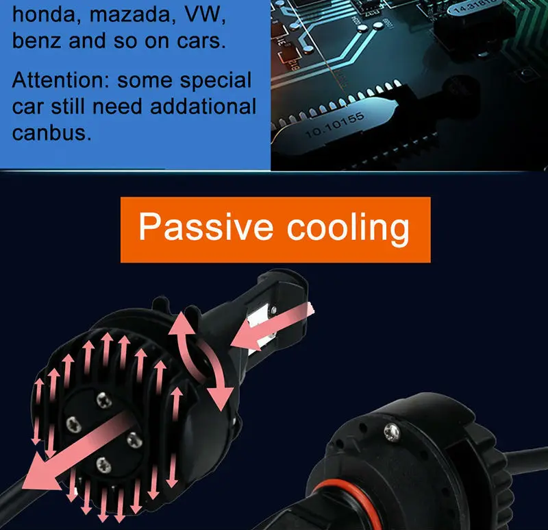 Super Bright DSS V7 H1 H4 9003 H7 H8 H9 H11 H16 9005 9003 HB3 HB2 Led Headlight Bulb Fog 6000K 12V 24v Automobile Headlamp Front Bulb Fanless upgrconversion kit upgrade kit light Source  (4)