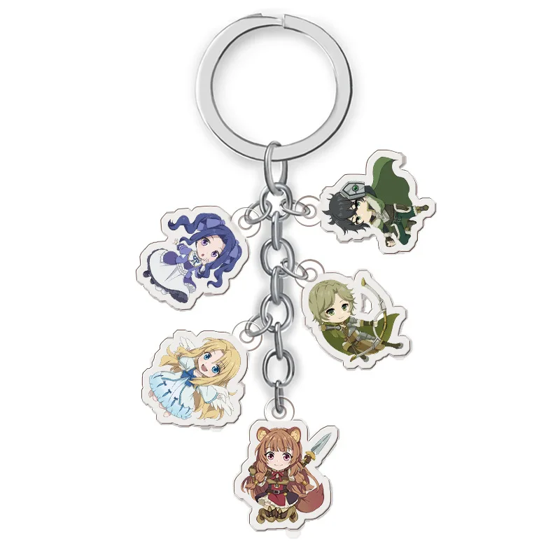 

5 in 1 Anime Tate No Yuusha No Nariagari Keychain Japanese Cartoon Raphtalia Fillo Acrylic Figure Car Key Pendants Keyrings