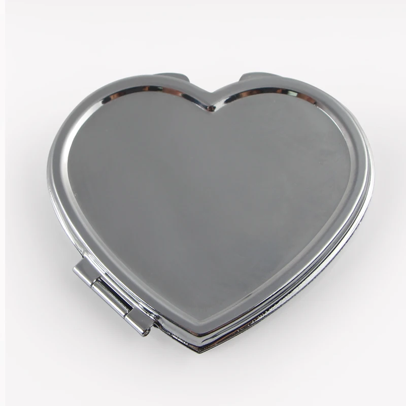 200X компактные зеркала для подружки невесты; жены серебристый в форме сердца#18038