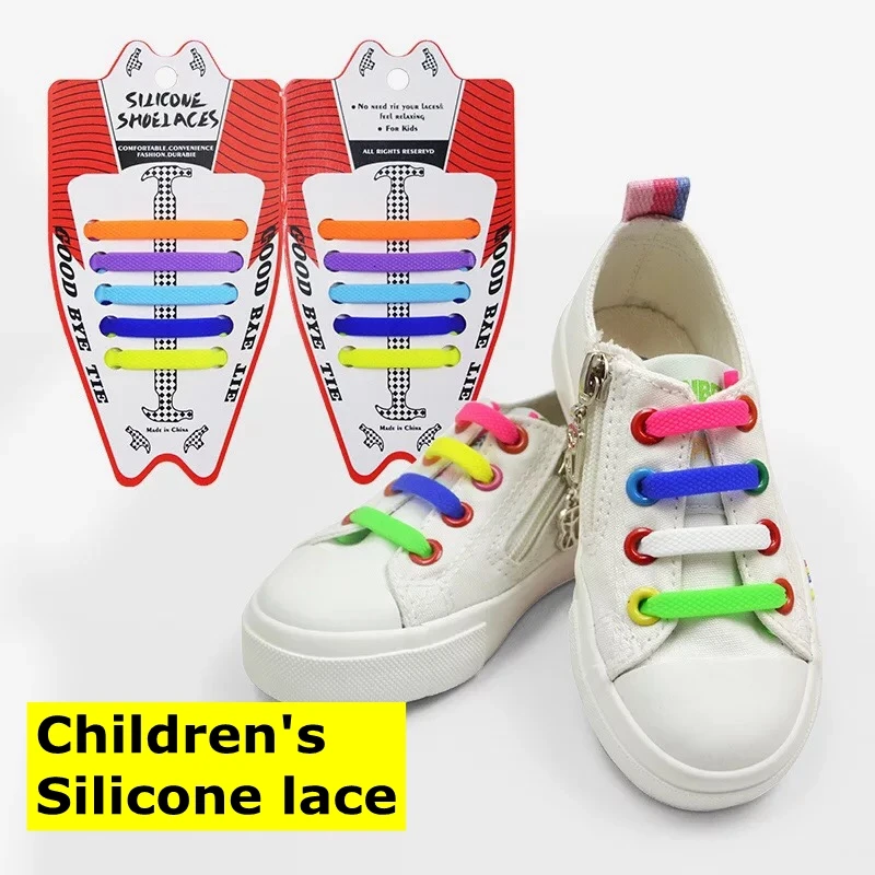 10pcs/lot New Children Elastic Silicone Shoelaces No Tie Shoe Laces Children's Lacing Silica gel Shoelace Convenient Lazy Laces