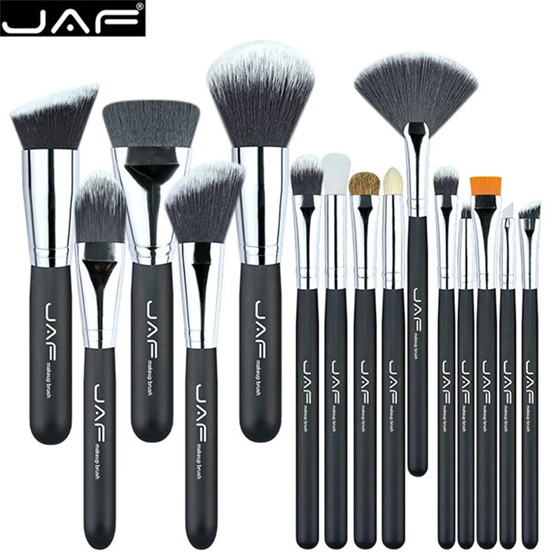 JAF Brand 15pcs Professional Makeup Brushes Cosmetic Sets Soft Synthetic Hair Powder Blush Foundation Brush for Face Make Up