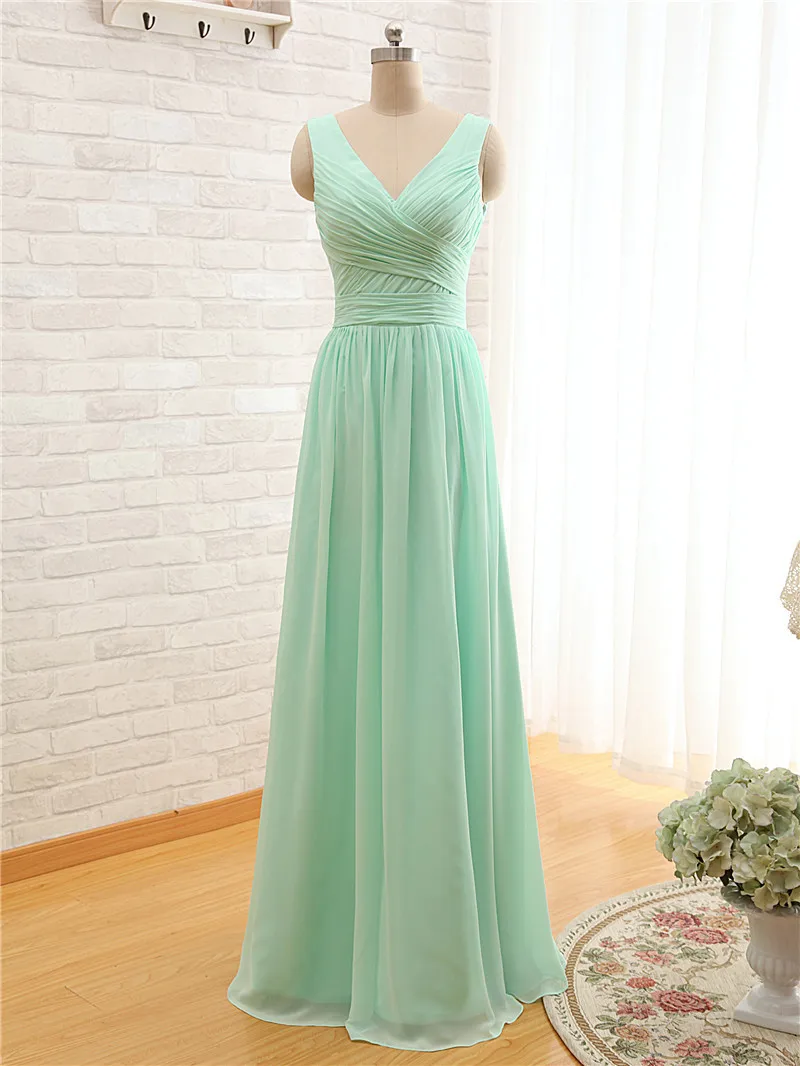 2015 Long Cheap Mint Green Bridesmaid Dresses Under 50 ...