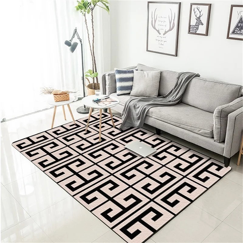 

Fashion Europe and America simple geometric bedroom rug livingroom carpet kitchen mat non-slip velvet floor mat custom made LOGO