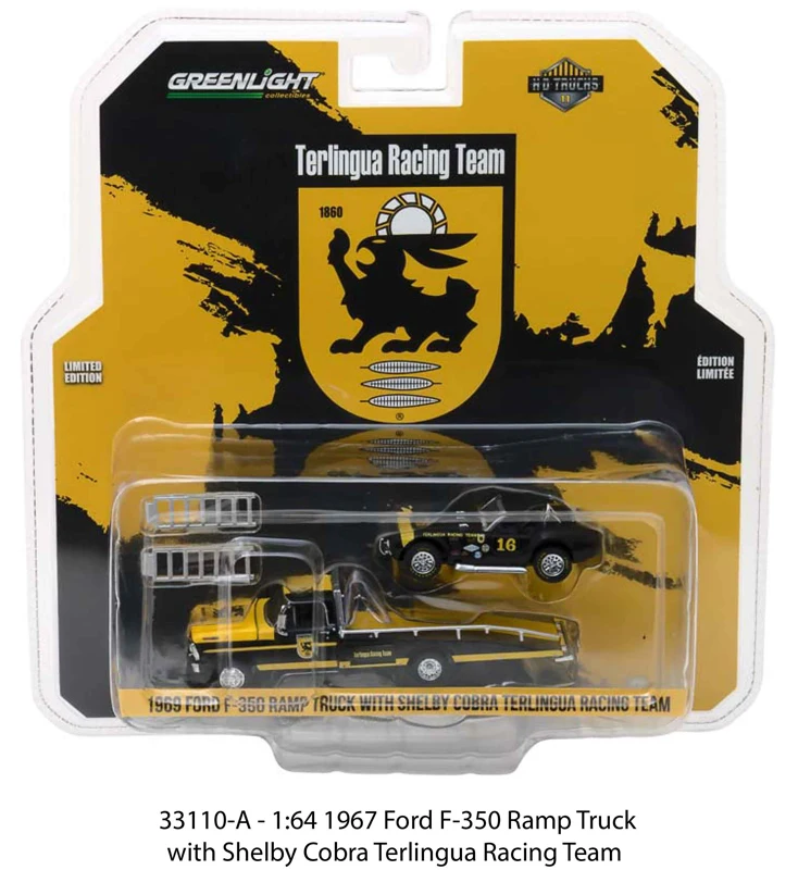 

GL 1:64 Terlingua Racing 1969 Ford F-350 Ramp Truck Shelby Cobra alloy model Car Diecast Metal Toys Birthday Gift For Kids Boy