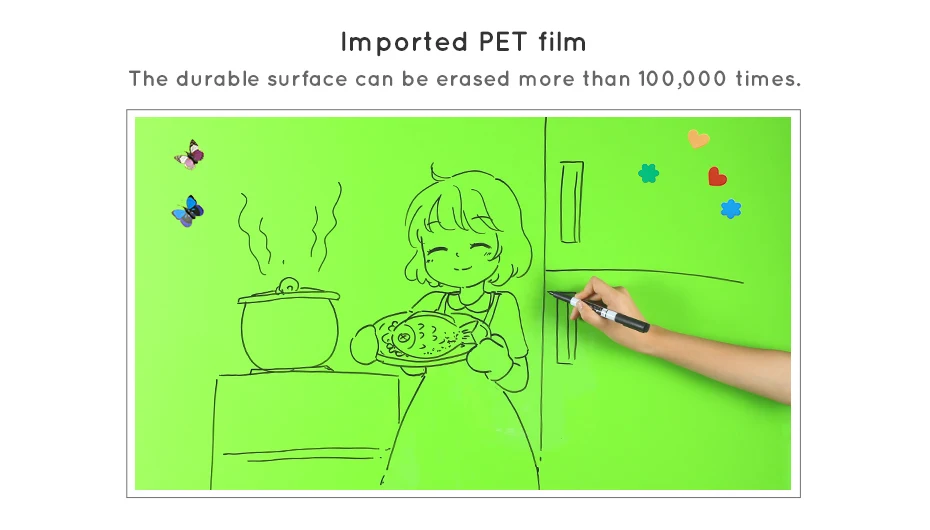 930_09 Waterproof Ferrous Whiteboard Green Color for Kids Room Decoration DIY Whiteboard Writing Board 120 x 80 cm x 0.6 mm