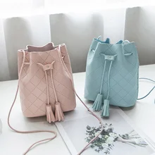Women Bucket Bag PU Leather Tassels Drawstring Handbag Girl Casual Shoulder Messenger Bags -OPK Women Bucket Bag PU Leather Tassels Drawstring Handbag Girl Casual Shoulder Messenger Bags -OPK