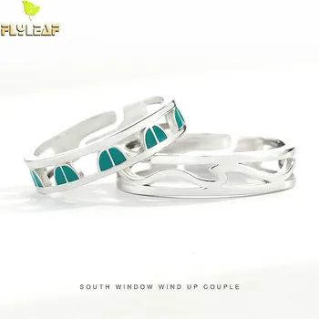 

Flyleaf 925 Sterling Silver Enamel Glaze Couple Rings For Women Wind From South Window Fashion Fine Jewelry Open Ring Men