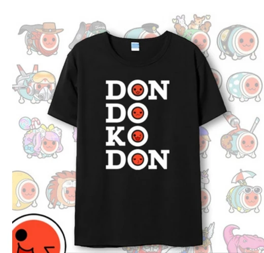 

Taiko no Tatsujin DONDOKODON Printed Tee Shirt Black/White Short Sleeve T-shirt