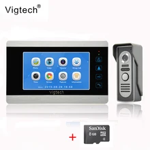 Vigtech7 дюймов ЖК-дисплей видео-дверной звонок Телефон Запись домофон Системы инфракрасный Ночное видение Камера 8 ГБ TF карты Бесплатная доставка