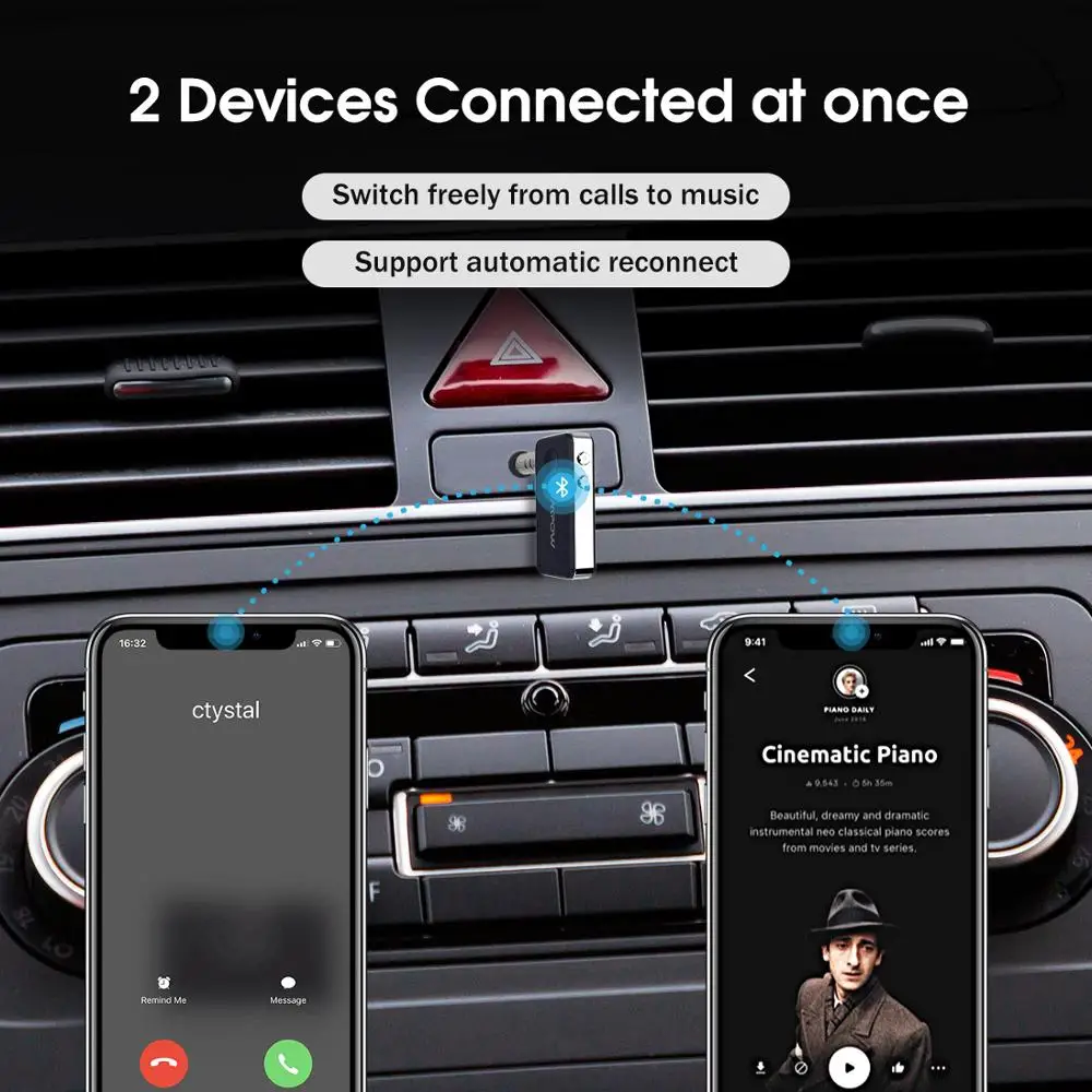 Mpow BH051 стерео аудио Bluetooth 5,0 приемник беспроводной адаптер с 10H время воспроизведения и быстрой зарядки для дома громкой связи вызов автомобиля