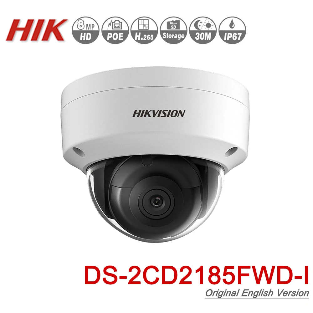 Hikvision оригинальная ip-камера DS-2CD2185FWD-I 8MP Сетевая купольная POE H.265 CCTV камера sd-карта