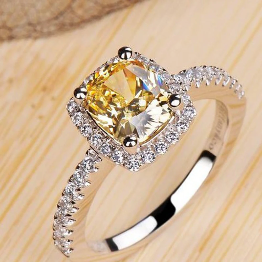 Clearance Sale Women Fashion Rings Square Crystal Semi