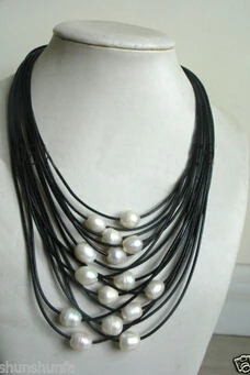 

ddh003576 4Strands White Round Baroque Freshwater Pearl Shell Flower Necklace