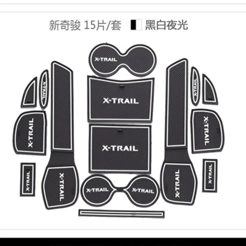 

For 2014 2015 2016 Nissan X-Trail T32 Gate Slot Pad Non-slip Cup Mats Anti Slip Door Groove Mat Sticker X Trail Car Accessories